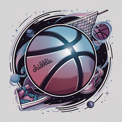 Design Featuring Dribbble's Iconic Basketball 3d branding graphic design logo