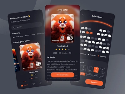 Movie Ticket Mobile App book dark mode design dribbble ios mobile movie seat ticket ui ui design uiux user experience user interface ux