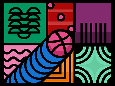 15 Years of Dribbble 15 anniversary basketball border colour design dribbble geometric highlights illustration minimal modern opart pattern psychedelic shadow shot texture trend ui