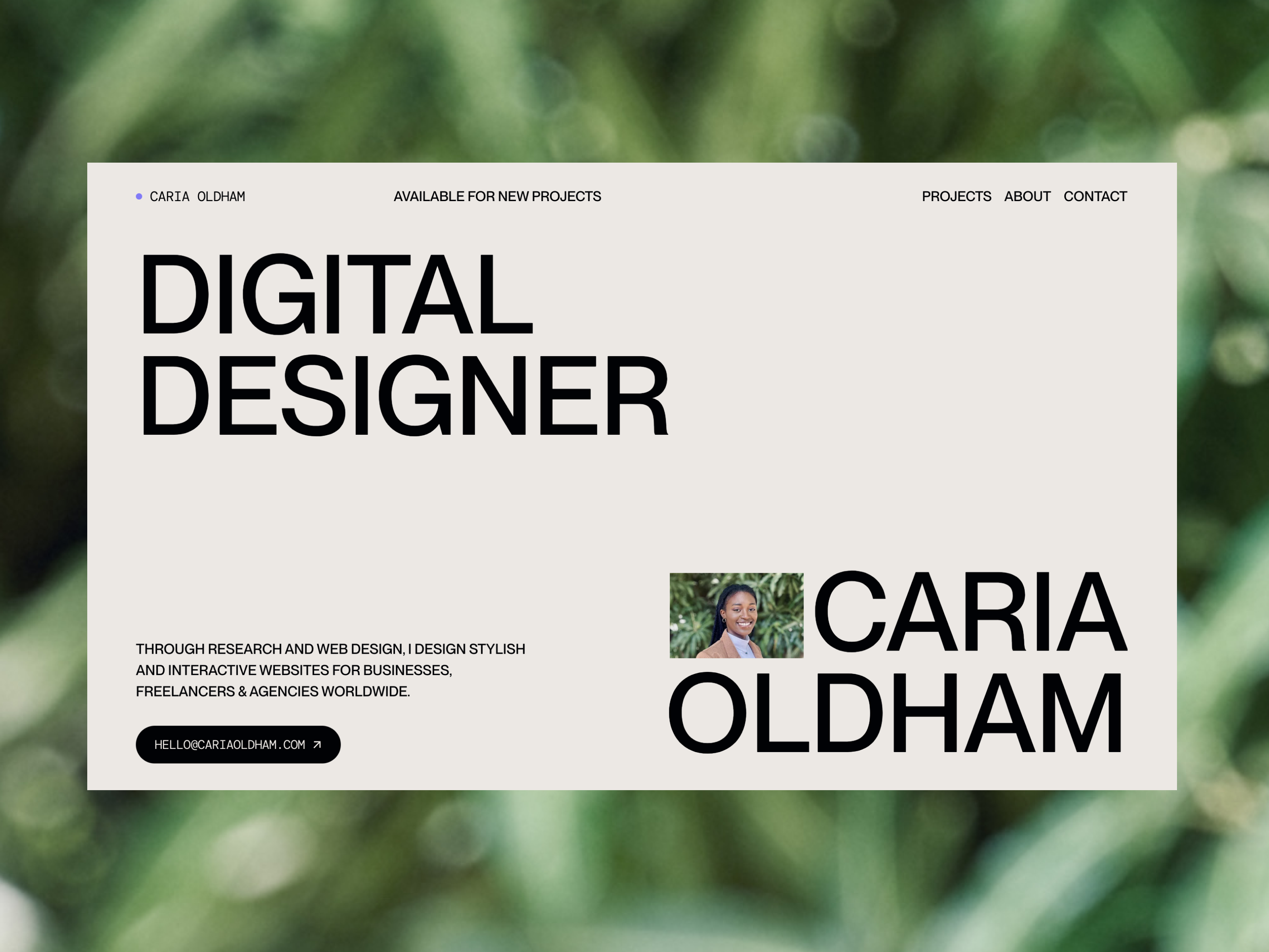 Example of Caria Oldham / Freelance Web Designer Portfolio Website