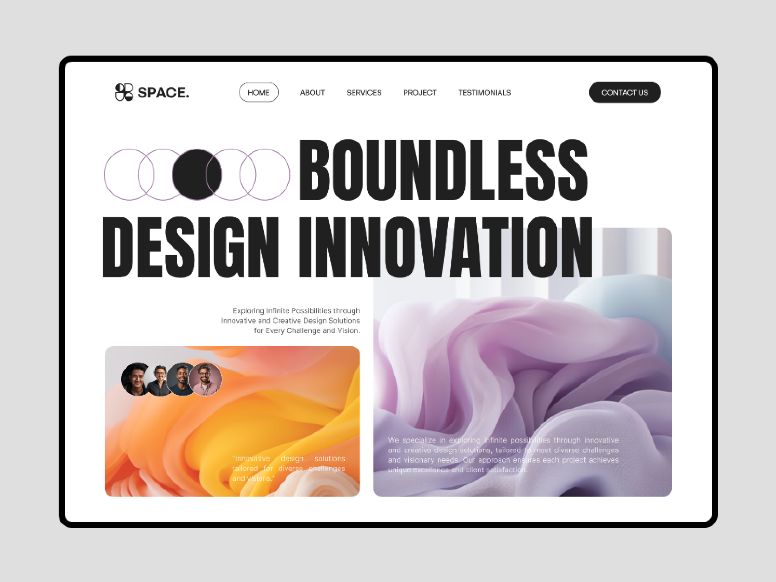 SPACE - Website Header Concept agency agency header barkahlabs bento style bold style branding clean design dribbble header header concept interface ui ui design uiux design ux ux design web web design website