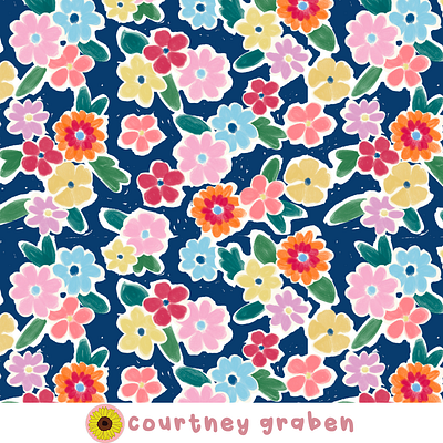 Floral Surface Pattern Design by Courtney Graben art design digital art illustration pattern surface design surface pattern design