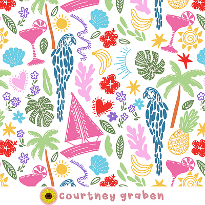 Tropical Textile Print by Courtney Graben design digital art illustration pattern surface design surface pattern design