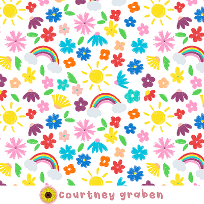 Kids Ditsy Surface Pattern Design by Courtney Graben art design digital art illustration pattern surface design surface pattern design