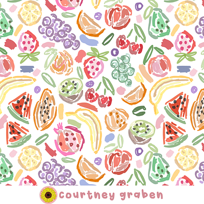 Abstract Fruit Surface Pattern Design by Courtney Graben art design digital art fruit fruit illustration illustration pattern surface design surface pattern design