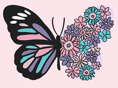 Butterfly Floral Illustration by Courtney Graben art butterflies butterfly design digital art illustration pattern surface design surface pattern design