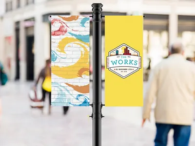 Lightpole Banners for The Works graphic design lightpole banners photoshop print design retail marketing shopping the works