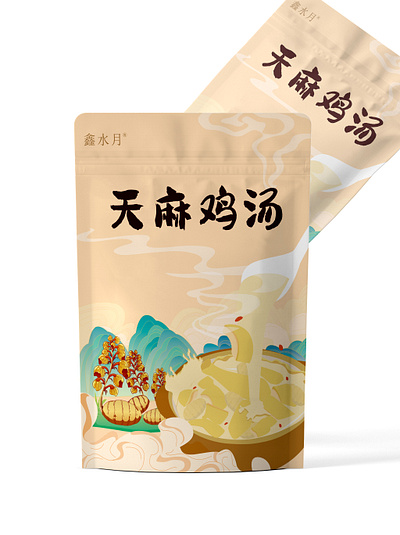 天麻鸡汤汤包 design gastrodia elata blume graphic design illustration 包装 春季新品包装