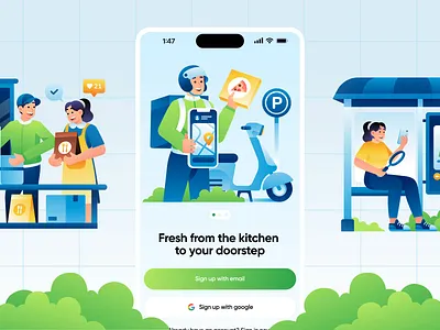 Grandfood- Food Delivery Illustration animation 🍱 animation cusisine delivery e commerce food food delivery illustration marketplace motion motion graphics ui ui design