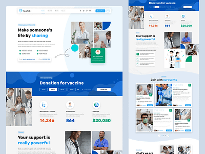 Charity & Helping People - Landing page UI Design 💙 charity donation healthcare interface design landingpage landingpage design theme design ui ui design vaccine website design