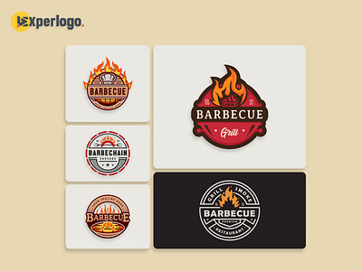 BBQ vector logo design for barbecue, concept fire flame