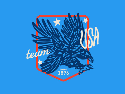 Team USA Badge Design america badge custom type eagle history iconic illustration olympics procreate stars team team usa typography united states usa