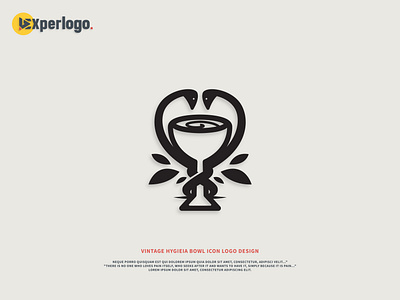 Vintage hygieia bowl icon logo design