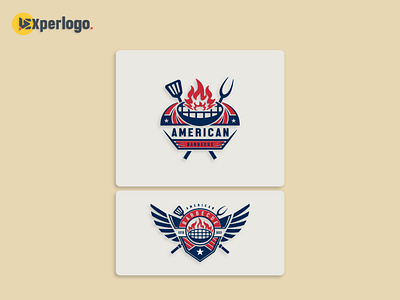 Barbecue stamp logo design illustration with american flag