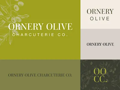 Ornery Olive Charcuterie Co. Rebrand art direction brand brand identity branding charcuterie custom design food logo logo design olive ui