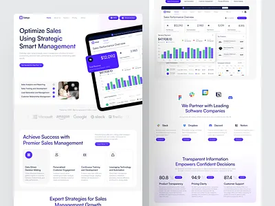 Salego - Sales Management Landing Page analytics business campaign clean data header hero landing page management saas sales sales app sales force sales management sales platform ui ux web design website website design