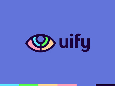 Uify modular visual UI builder logo design: eye, tree, mosaic app builder builder colorful eye logo logo design modern modular modules mosaic tree visual workspace