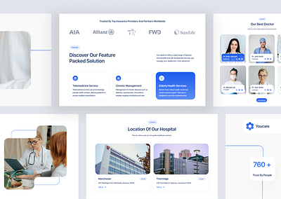 Youcare - About Us Page about us about us page brand identity branding card design doctor health helathcare hero hospital landing page medical medicine minimalist section ui ux website website design