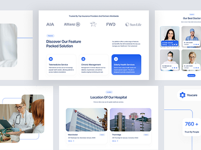 Youcare - About Us Page about us about us page brand identity branding card design doctor health helathcare hero hospital landing page medical medicine minimalist section ui ux website website design