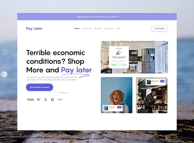 SAAS Fintech Landing page - Pay Later branding design figma fintech graphic design landing page minimalist motion graphics product design saas ui ux