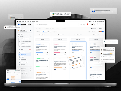 WAVETASK - Saas Project Management abstract app blue branding calender chart clean dashboard design flat icon illustration logo project management saas simple task task manager timeline ui