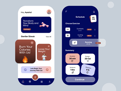 Fitness Mobile App android android app app blue clean colorful fitness mobile app interface interface design ios app design light minimal mobile mobile uidesign mobileappdesign mobileinterface ui user interface ux uxui