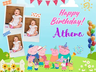 Peppa Pig Theme birthday party illustration