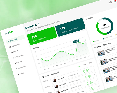 Rehabify Health Dashbord ui