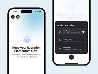 Habit AI Companion - App Concept 3d ai animation app card clean color habit icon illustration interaction mobile mobile app motion graphics onboarding routine typography ui ux
