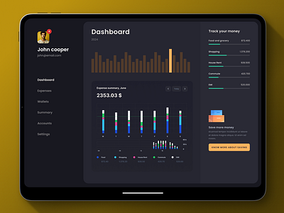 Expense tracker dark dashboard expense tracker ui ux web3 citadel website