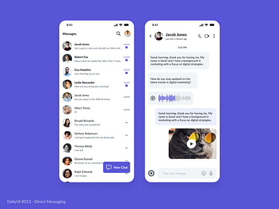 Direct Messaging App 013 app chat daily dailyui dailyui013 design graphic design messaging mobile simple text ui