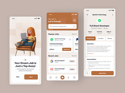 Job Finder App Design android app design career creative design discover jobs dribbble find job hire interface ios job finder job finder app job hunting job listing job portal job search mobile mobile app ui ux