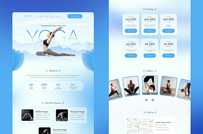 Website Design for Yoga Institute design figma fitness landing page mobile modern trending ui ux website design yoga design