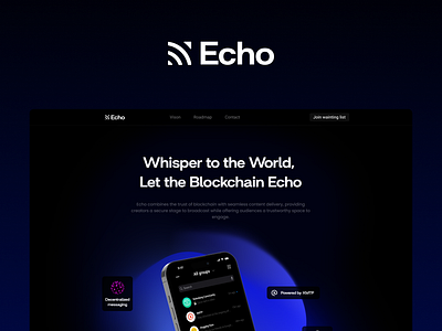 Echo branding & web design blockchain branding landing logo website