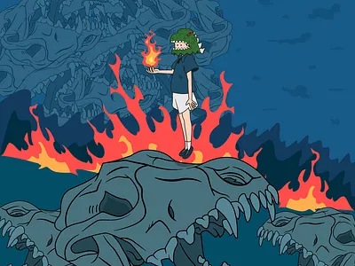 Skull Illustration animation art design flame skull vector