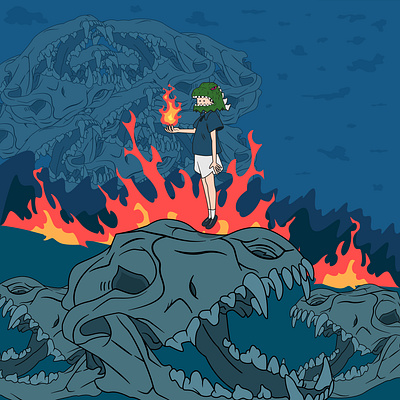 Skull Illustration animation art design flame skull vector