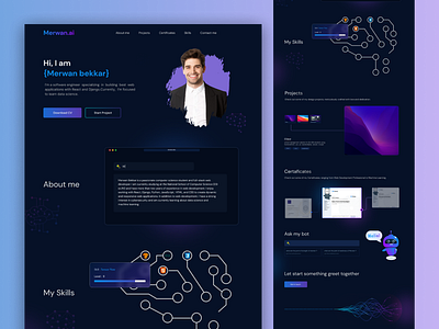 Portfolio For Artificial Intelligence Engineer ai artificial intelligence beautiful bot branding chat machine learning ml modern neural network personal personal website portfolio website