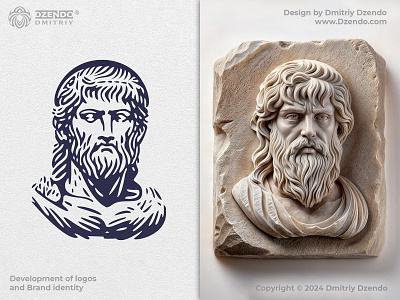 Portrait of Zeus ancient style branding engraving logo style greece greek mythology logo logo design mans face portrait of zeus supreme god thunderer zeus logo