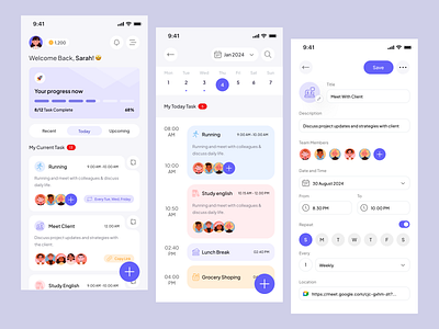 Task Management App android app branding clean date design details illustration ios iphone layout management schedule task typography ui ux whitespace