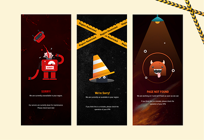 Mobile Error pages 404 error error page error screen interface design mobile error page mobile ui page not found ui uiux