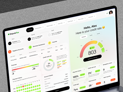 DisputeFox - Credit Score Dashboard ai app credit crm dashboard design finance fintech interface product saas ui ux web