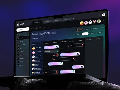 Optimize Operations: Resource Management Dashboard UI dark dashboard ui dashboard dashboard ui design agency indian design agency project tracking dashboard resource planning dashboard resource planning ui task scheduling dashboard team operations dashboard ui ux workforce management dashboard