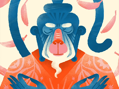 Keep Calm and Say OM animal animation character design flat design illustration illustration art illustrator meditation monkey motion graphics yoga