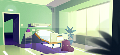 Hospital interiors 2d 2d animation animation corridor environment environment art health healthcare hospital hospital room illustration illustrator infirmary insurance landscape scene scenery sek sekond styleframe