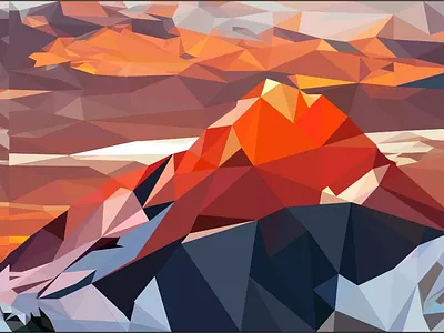 polygonal drawing graphic design illustration mountains polygonal drawing postcard цвет