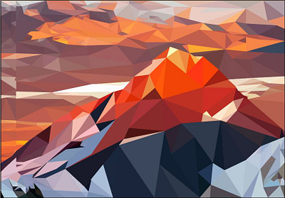 polygonal drawing graphic design illustration mountains polygonal drawing postcard цвет