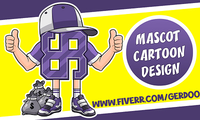 Custom Mascot Cartoon Design alphabet mascot baseball logo branding cartoon logo character design custom character design cute mascot design fiverr gerdoo graphic design illustration logo mascot design mascot illustration sport logo sport logo illustration text design vector