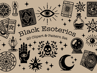 Black Esoteric Clipart Set digital art esoteric graphic design illustration logo procreate