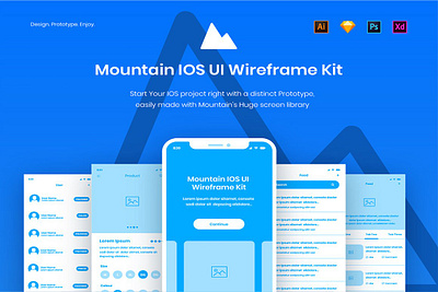 Mountain IOS UI Wireframe Kit ai app ios iphone mobile mountain psd sketch template ui ux web wireframe kit xd