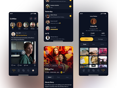 Social Media for Cinephiles app cinema movie series social social media tv show ui uiux